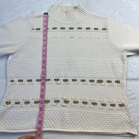 Crazy Horse by Liz Claiborne Sweater Ribbon Detail women’s size XL Off White - Picture 3 of 6